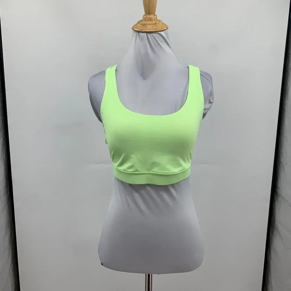 Lululemon Sports Bra Women 8 Acid Lime Longline Strappy Crossback Padded Support